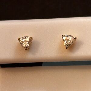 Elegant Heart Shaped Gold Stud Moissonite Earrings